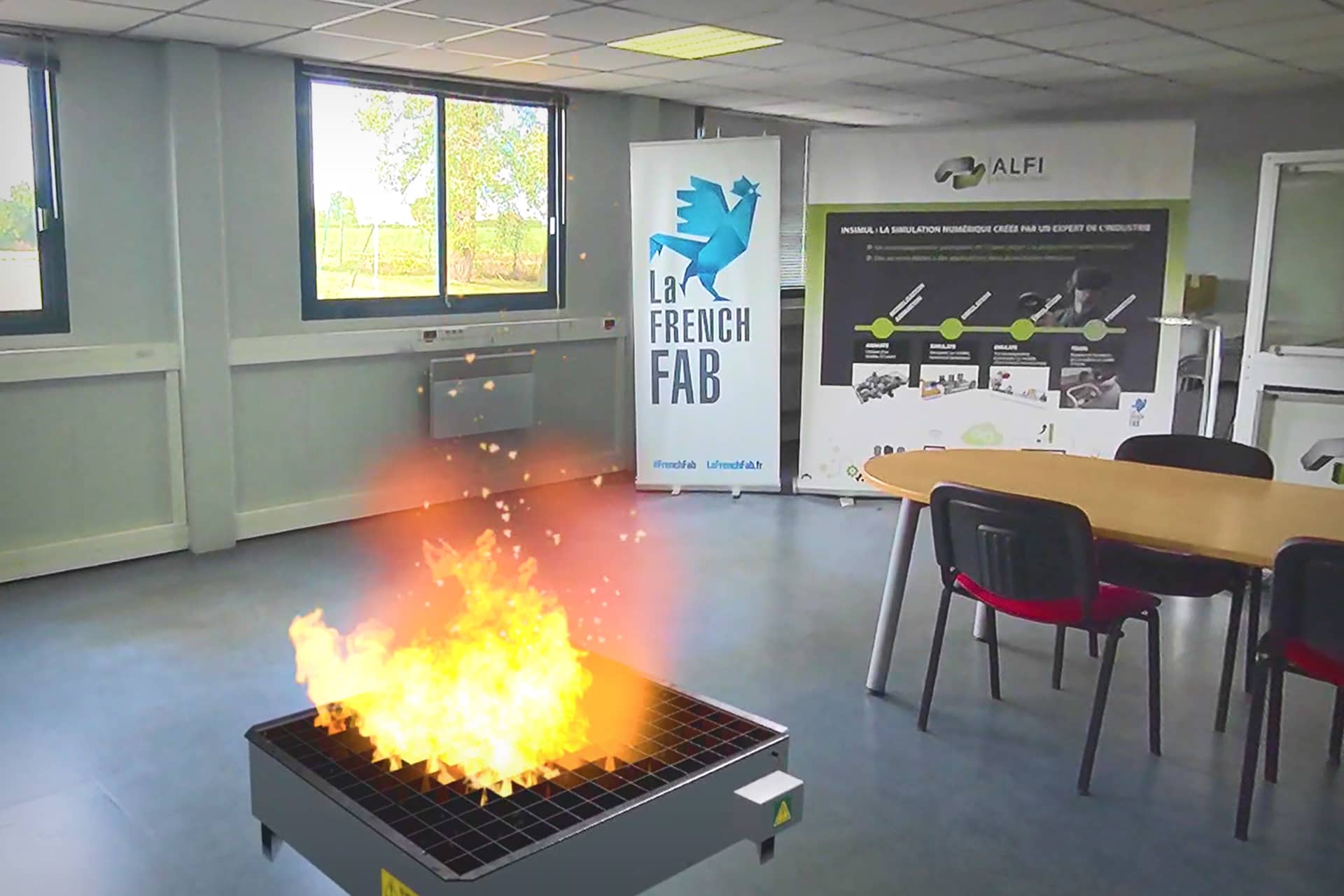 Formation incendie avec un bac à feu en réalité augmentée